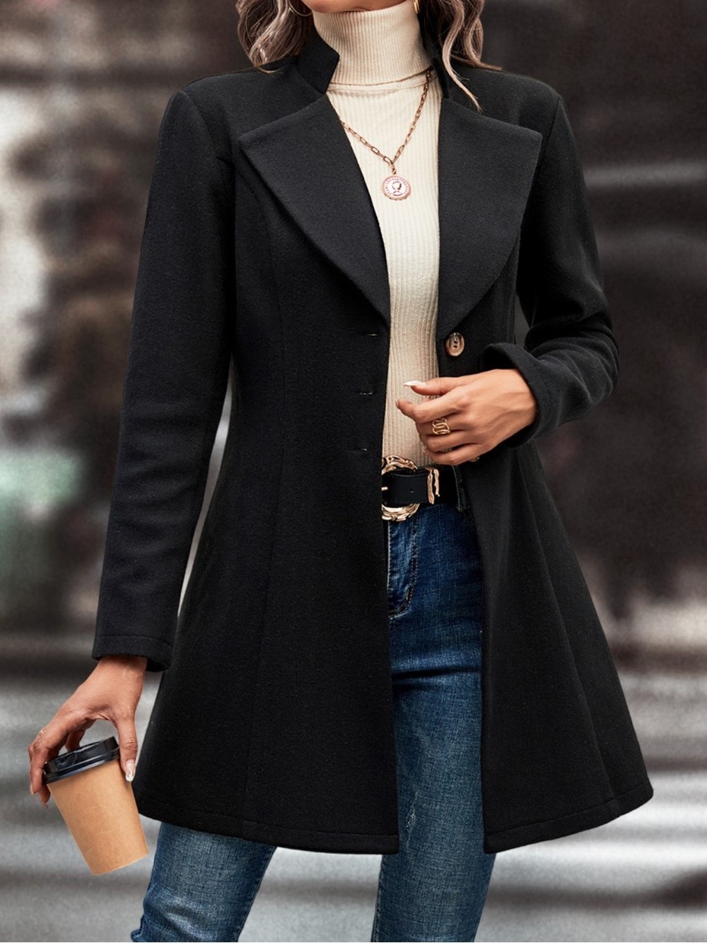 Button Up Longline Coat - Picture 3 of 12